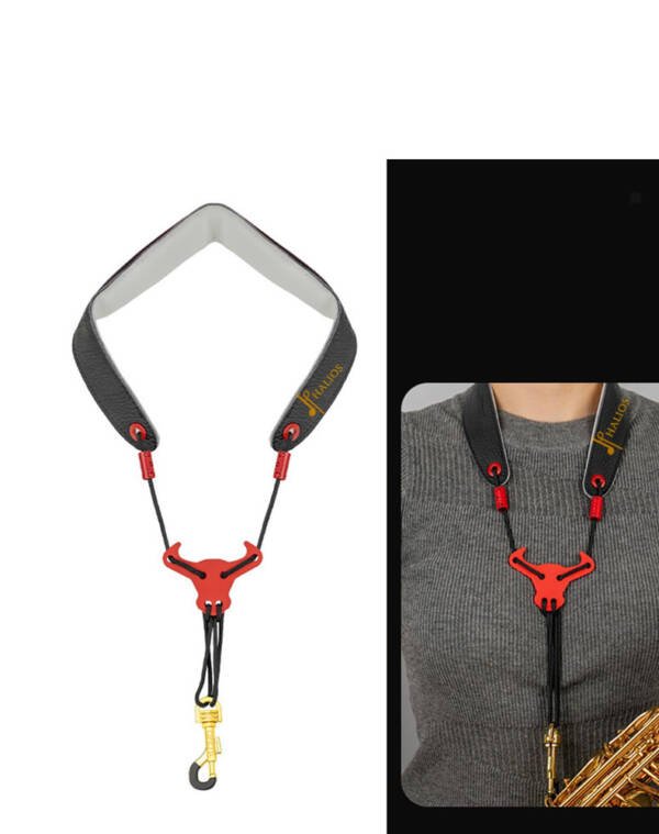 Correa de Cuero Profesional  Cabeza de Toro para Saxon Alto / Tenor Halios