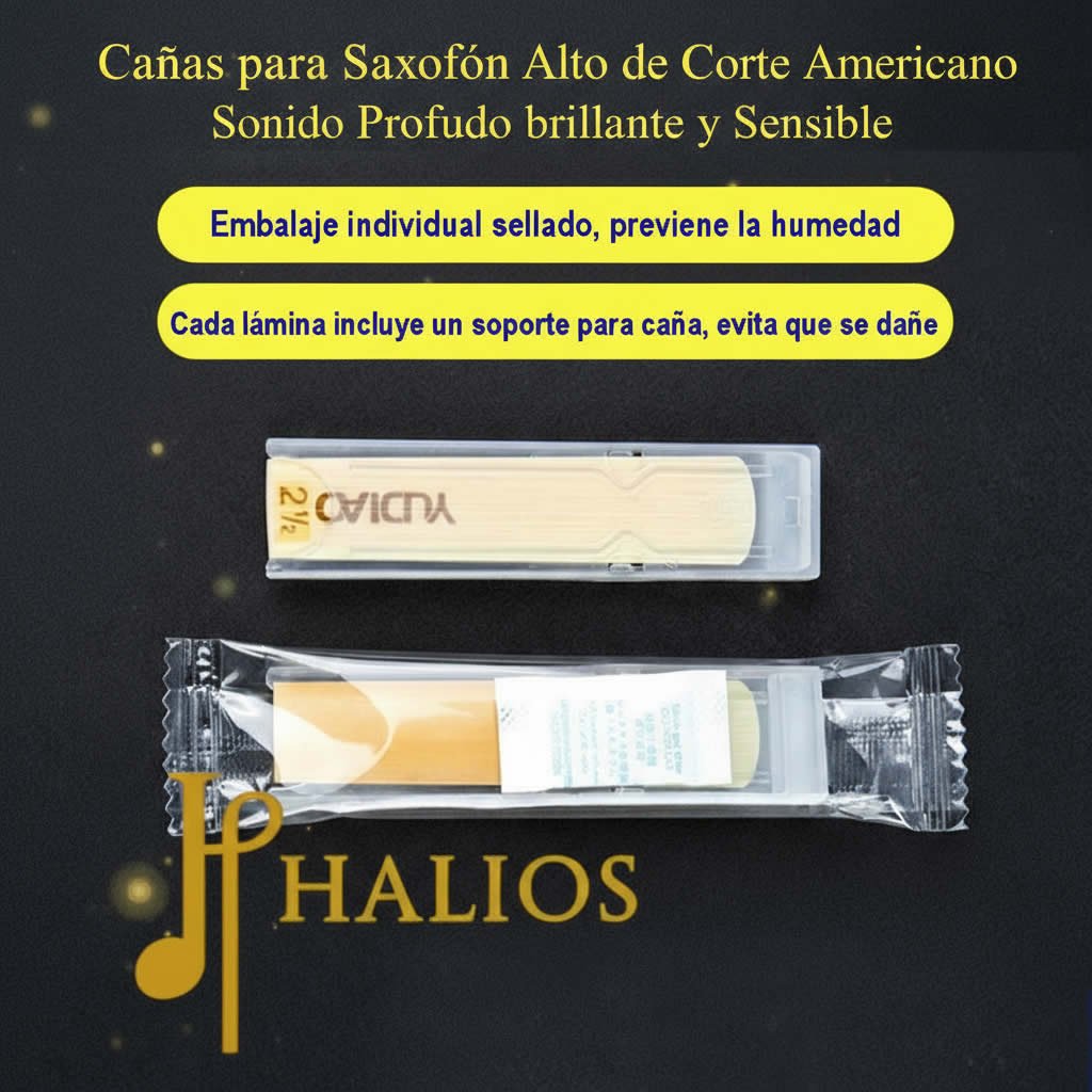 Cañas para Saxofón Alto Serie Halios Yudiao Corte Americano Nro 2 y 2.5 - Imagen 2